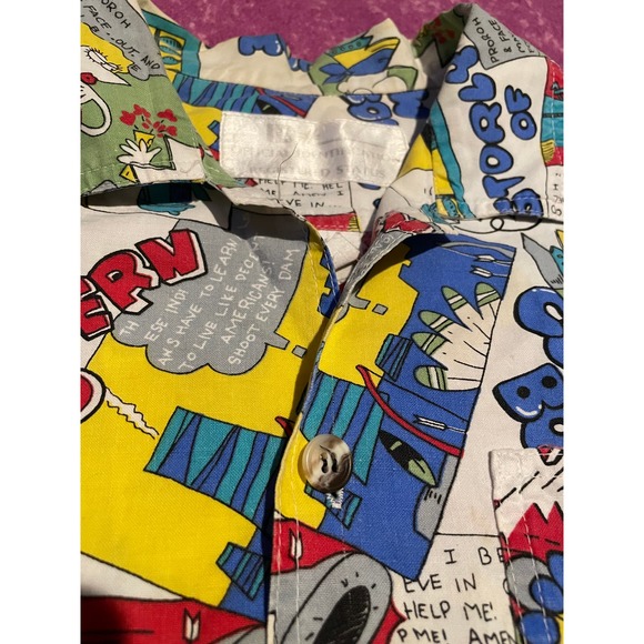 Vtg 80s ID Official Identification Registered Status Comic Button Up Shirt OS - Picture 4 of 6
